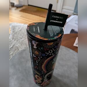 Starbucks Black Accent Tumbler with Intricate Design